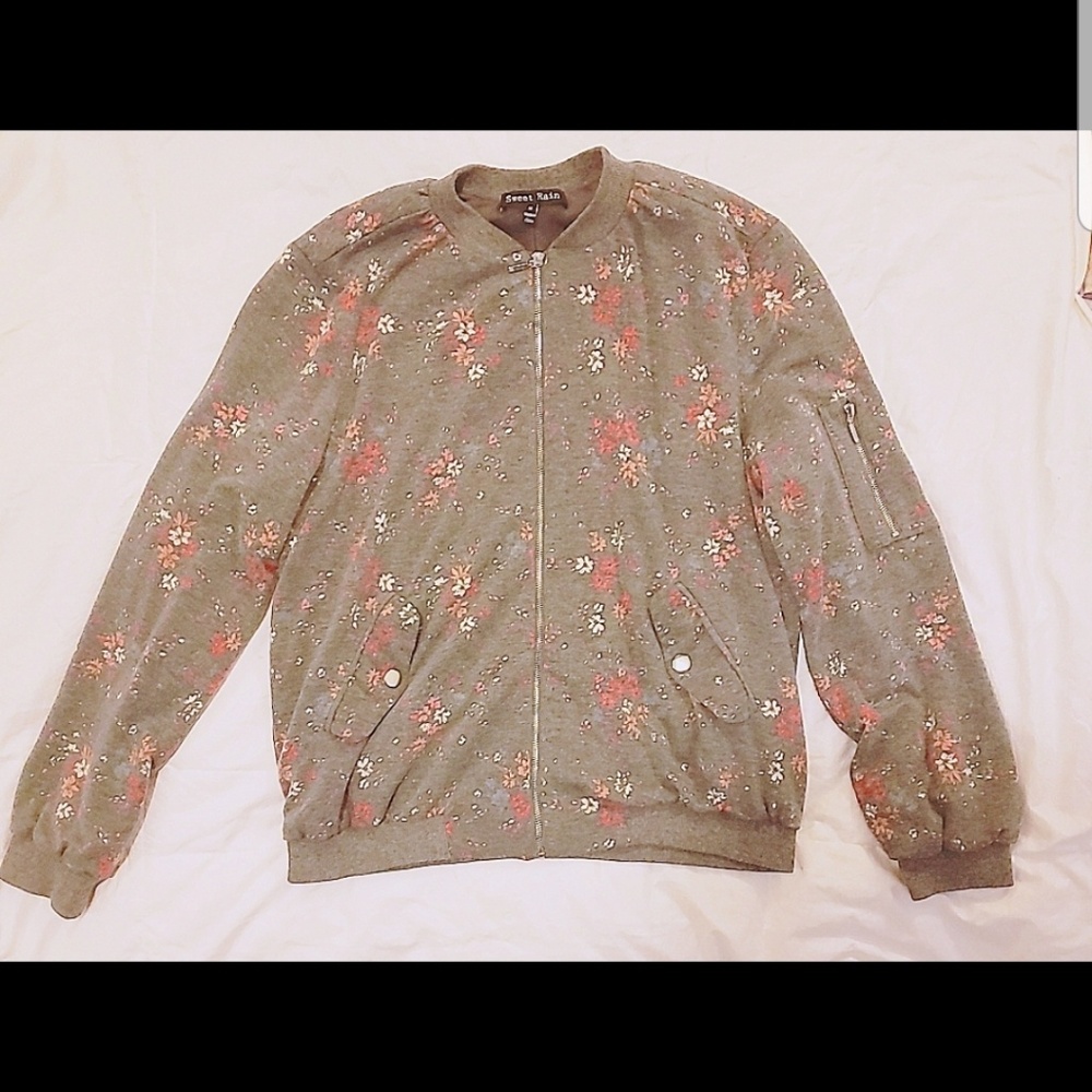 Grey Floral bomber jacket